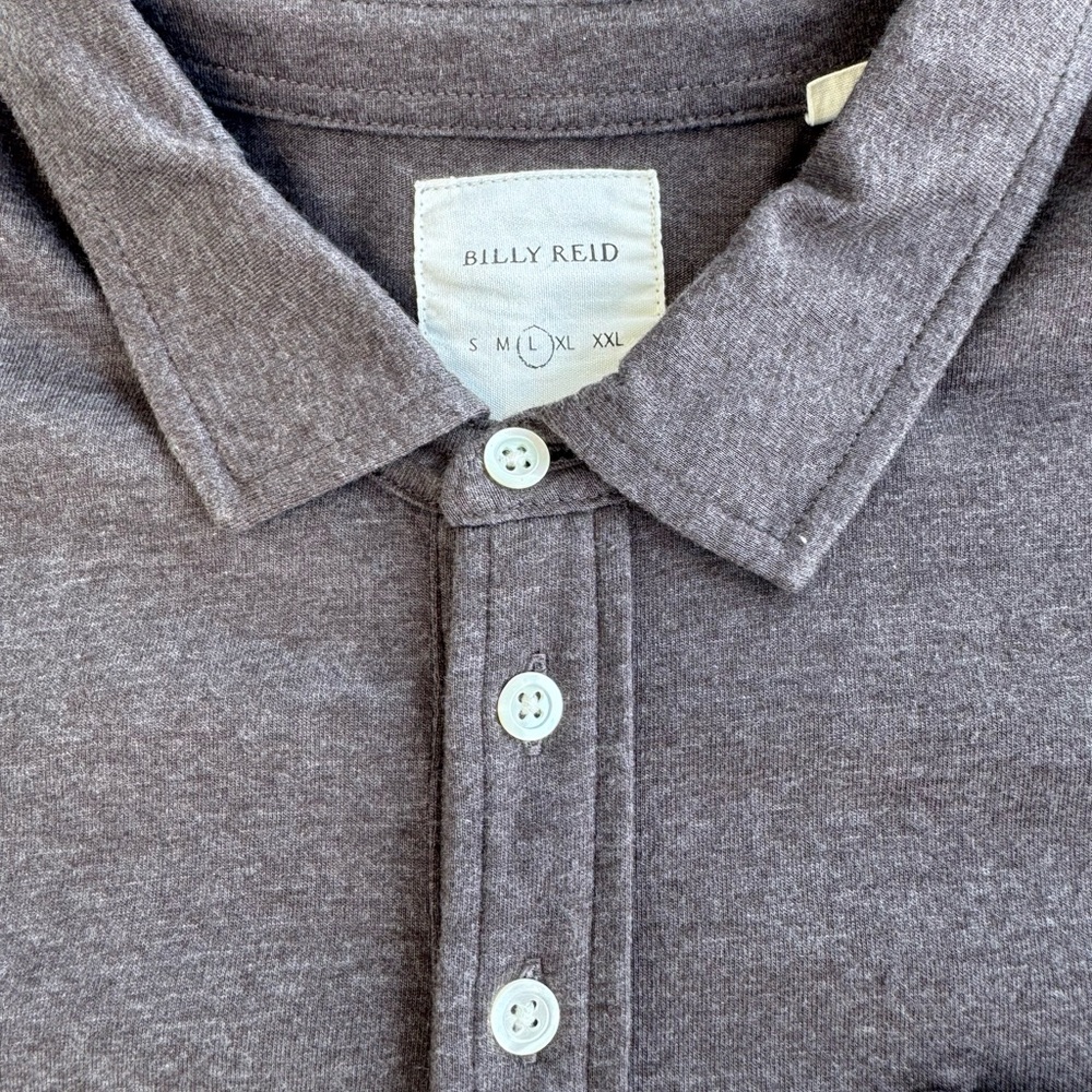 NWOT Billy Reid Men's Brown Long Sleeve Polo Shirt L - Picture 2 of 5